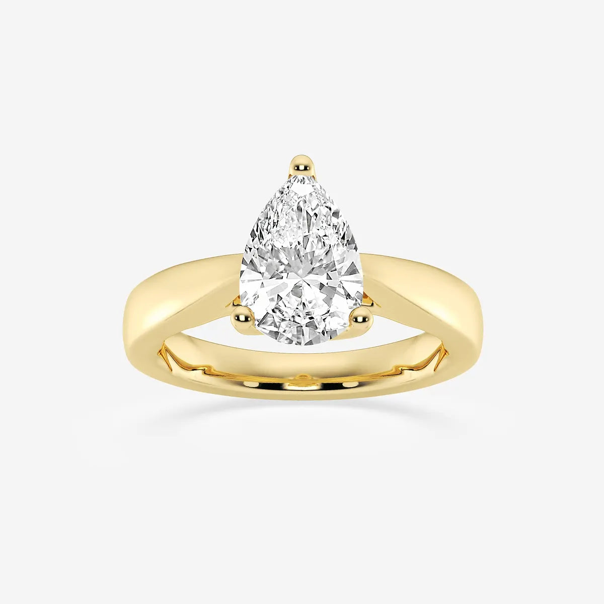 Pear Cut Lab Grown Diamond Engagement Ring, Bypass Solitaire Pear Shape Diamond Ring