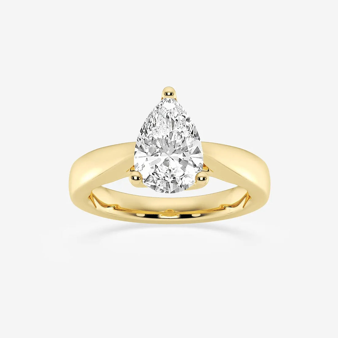 Pear Cut Lab Grown Diamond Engagement Ring, Bypass Solitaire Pear Shape Diamond Ring