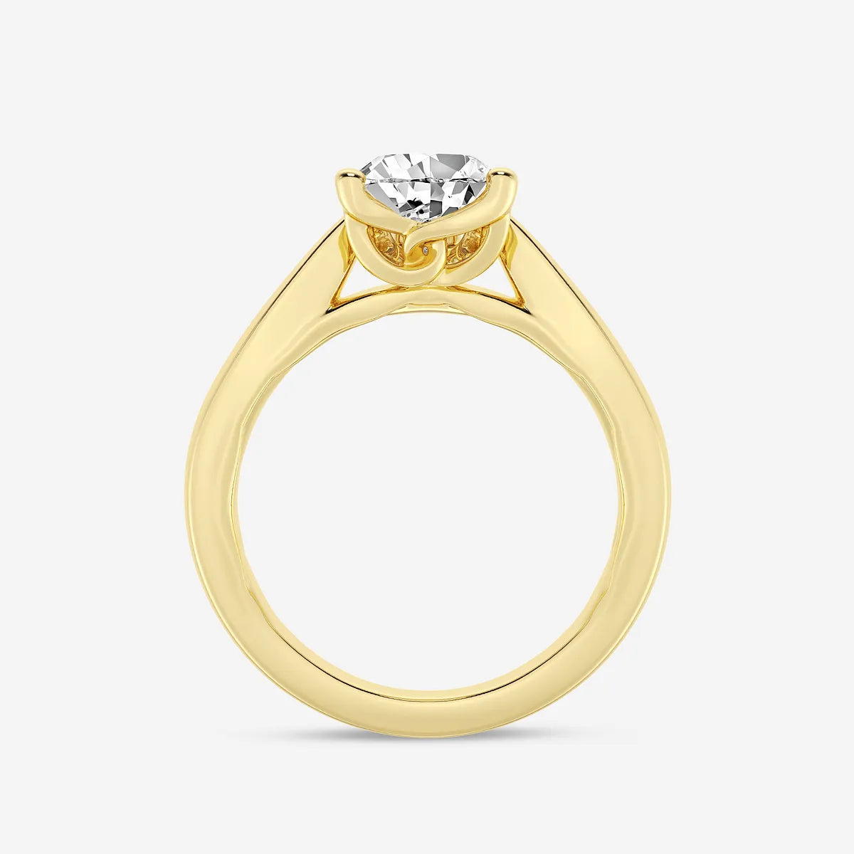 Pear Cut Lab Grown Diamond Engagement Ring, Bypass Solitaire Pear Shape Diamond Ring