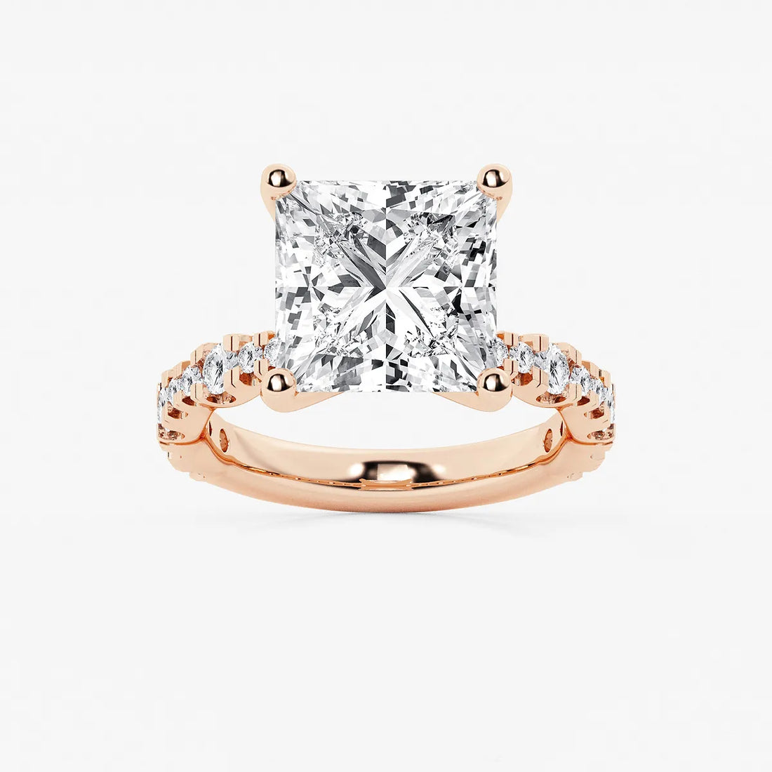 Princess Cut Lab Diamond Engagement Ring | Graduated Pavé Band
