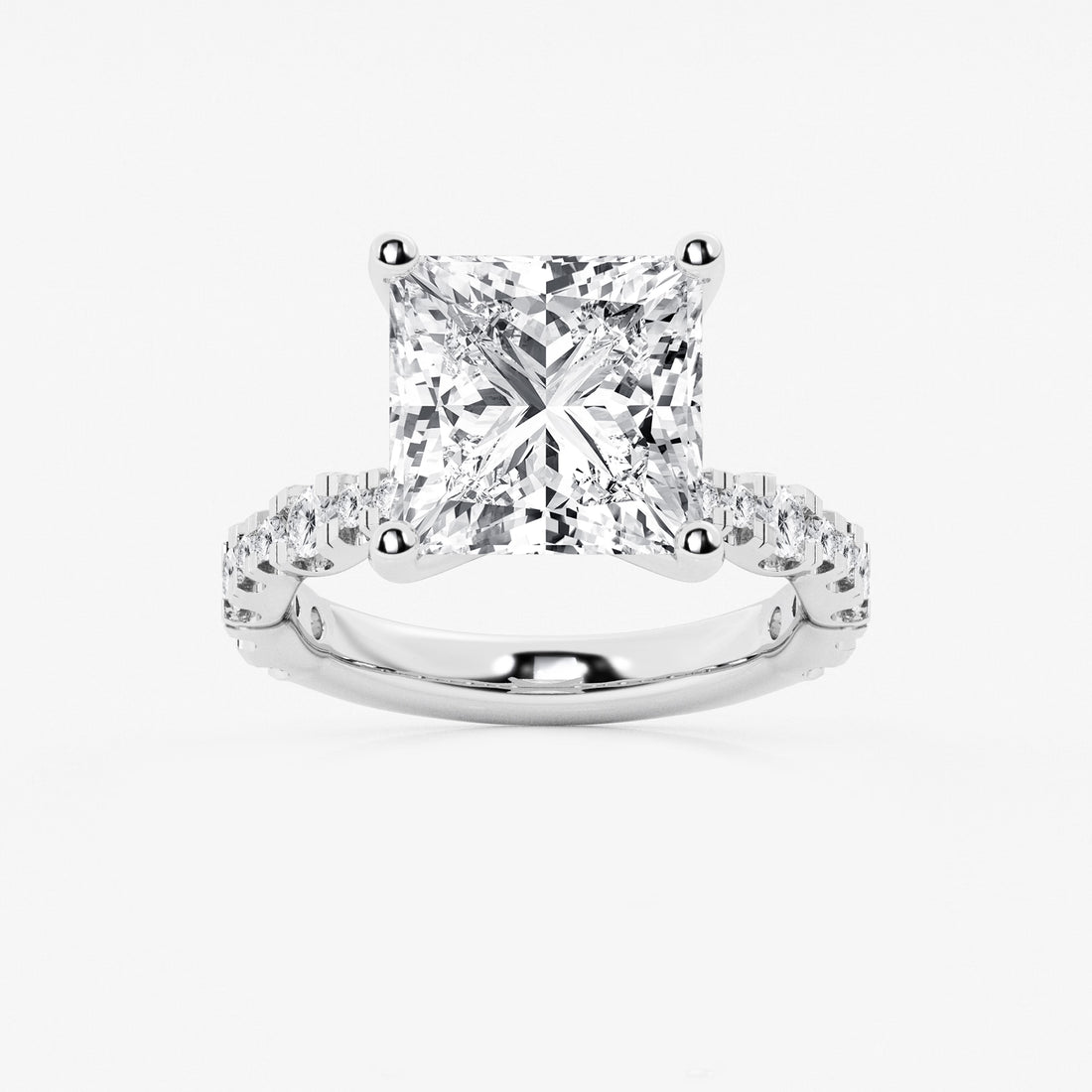 Princess Cut Lab Diamond Engagement Ring | Graduated Pavé Band
