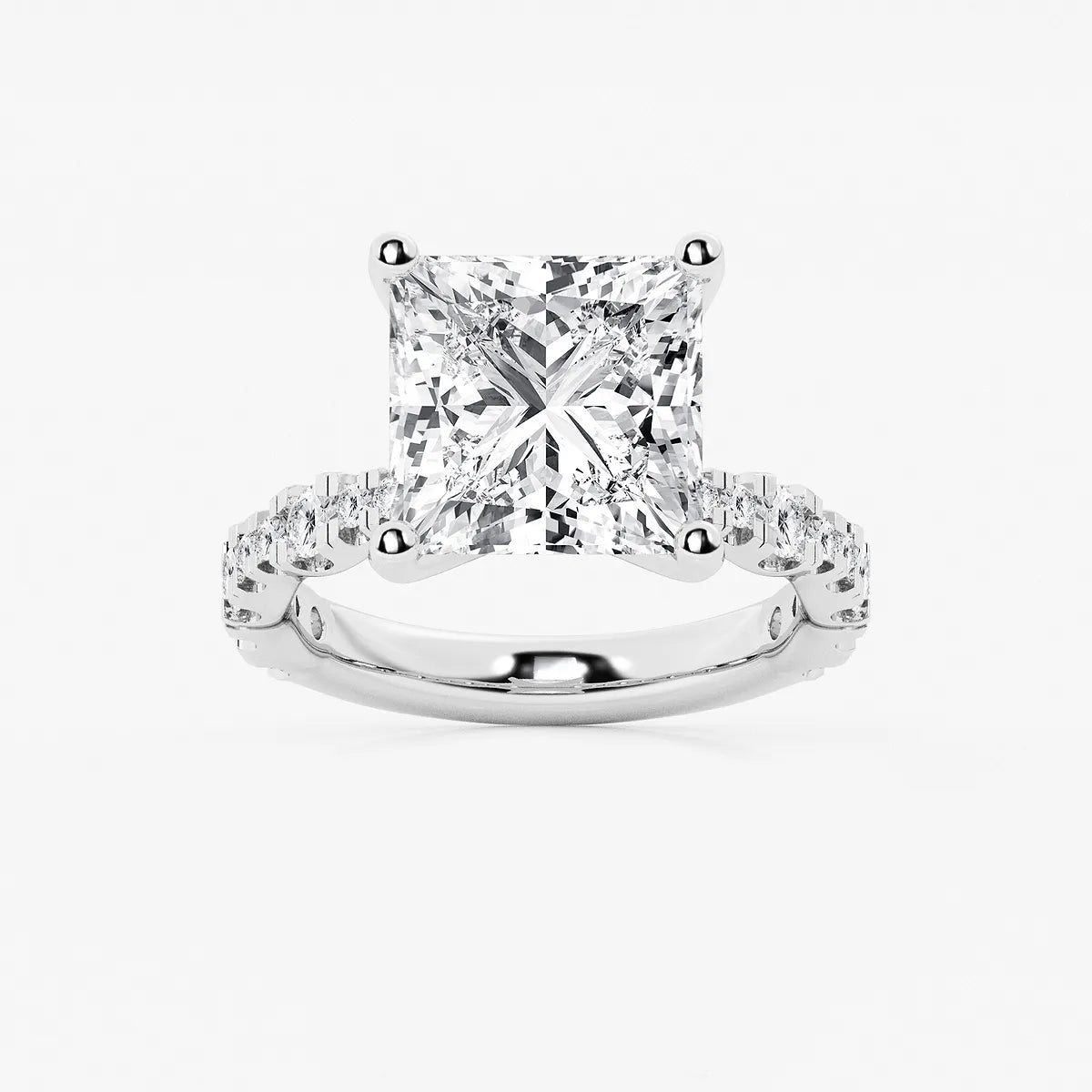 Princess Cut Lab Diamond Engagement Ring | Graduated Pavé Band