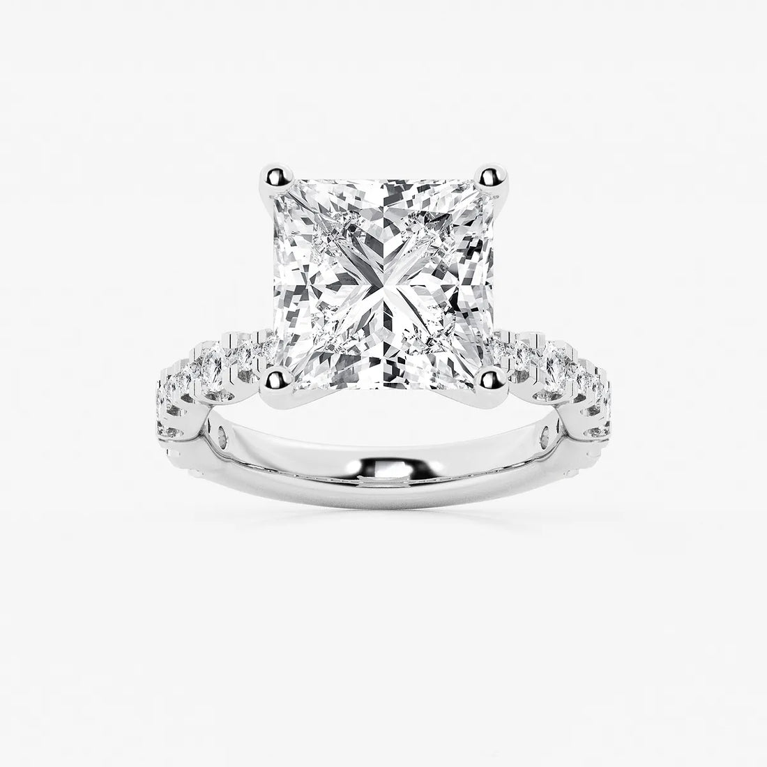 Princess Cut Lab Diamond Engagement Ring | Graduated Pavé Band