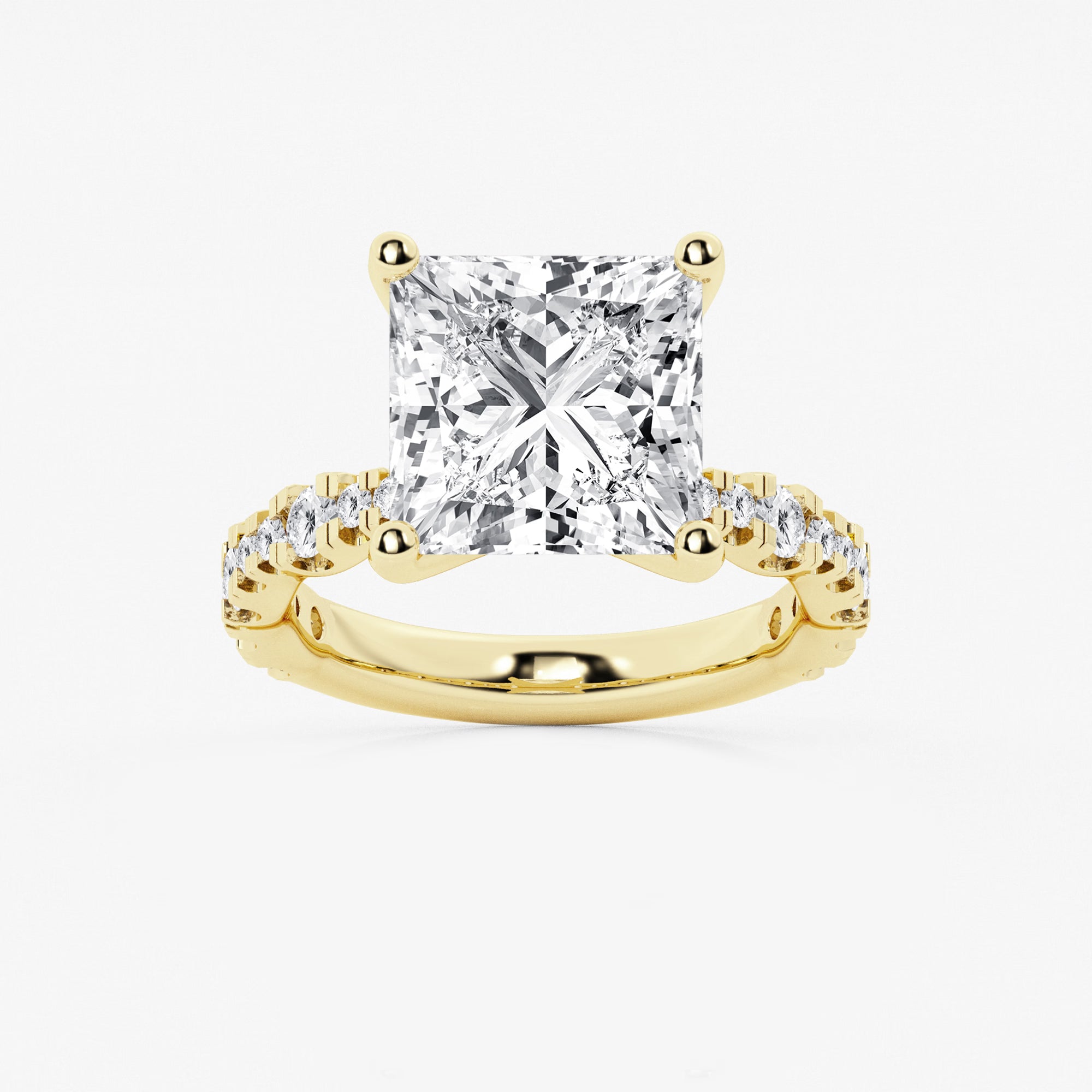 Princess Cut Lab Diamond Engagement Ring | Graduated Pavé Band