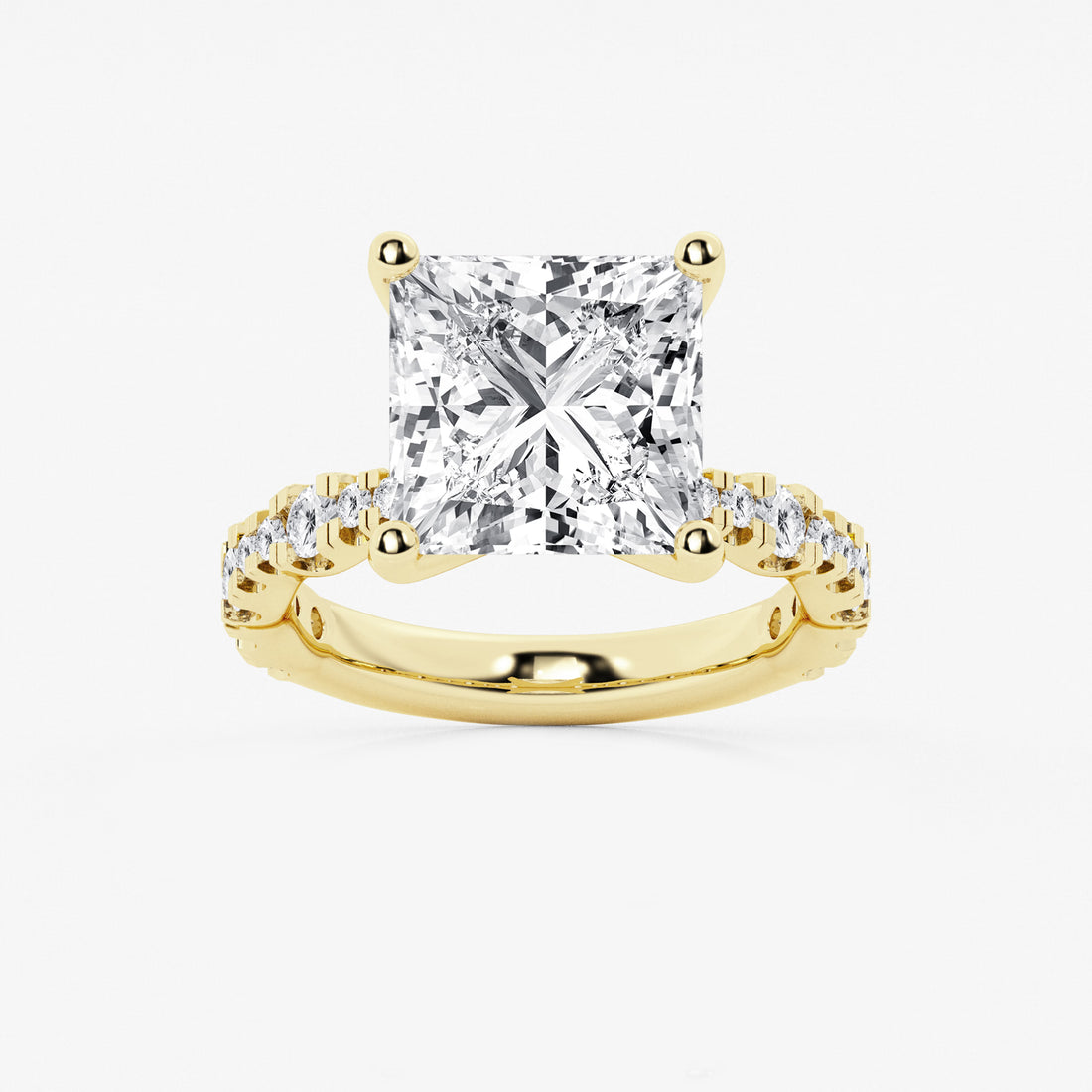 Princess Cut Lab Diamond Engagement Ring | Graduated Pavé Band