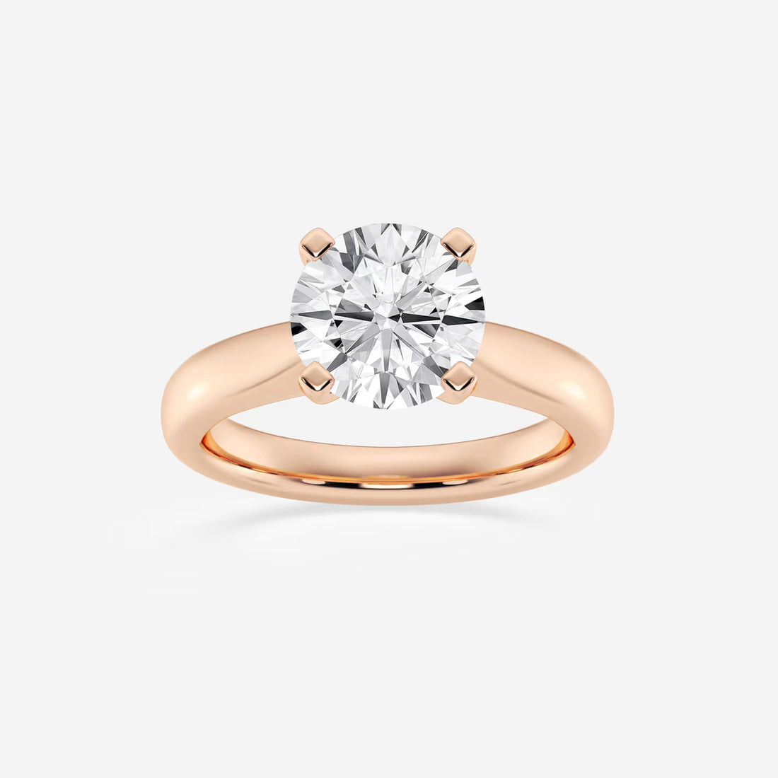 Classic Tapered Solitaire Engagement Ring in White Gold with Round Brilliant Center Stone