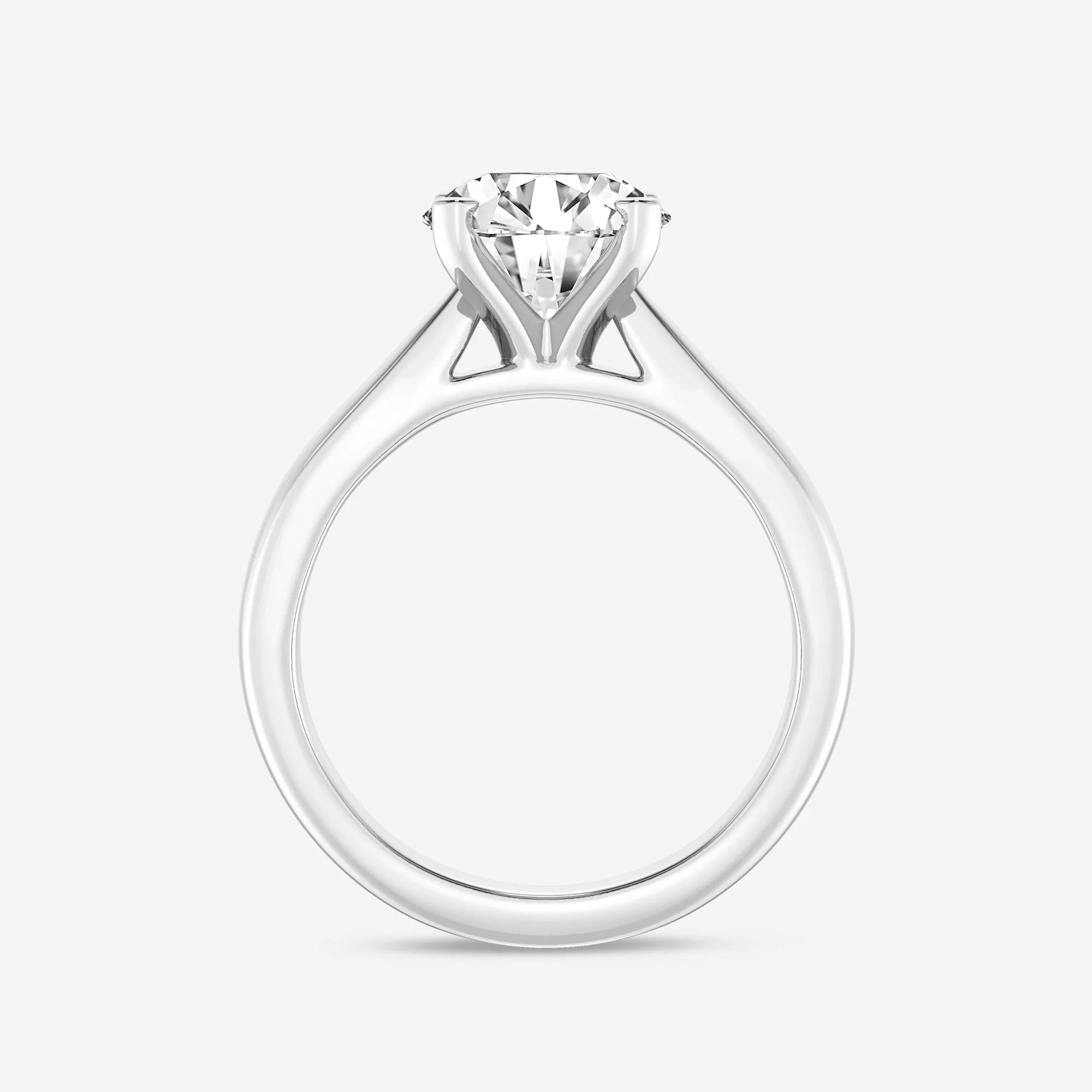 Classic Tapered Solitaire Engagement Ring in White Gold with Round Brilliant Center Stone