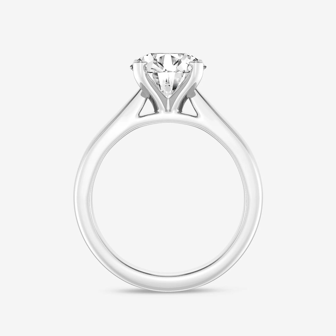 Classic Tapered Solitaire Engagement Ring in White Gold with Round Brilliant Center Stone