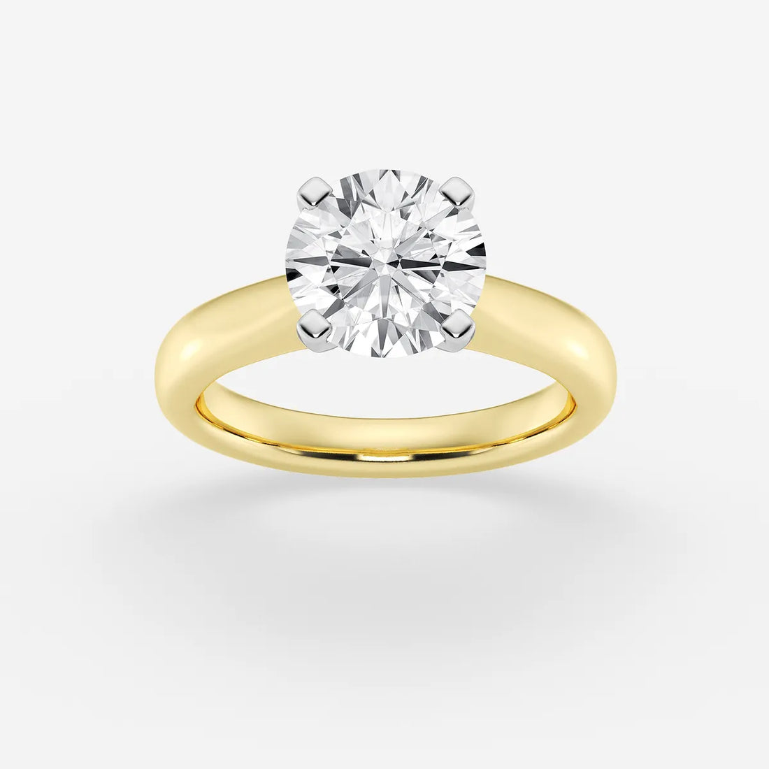 Classic Tapered Solitaire Engagement Ring in White Gold with Round Brilliant Center Stone