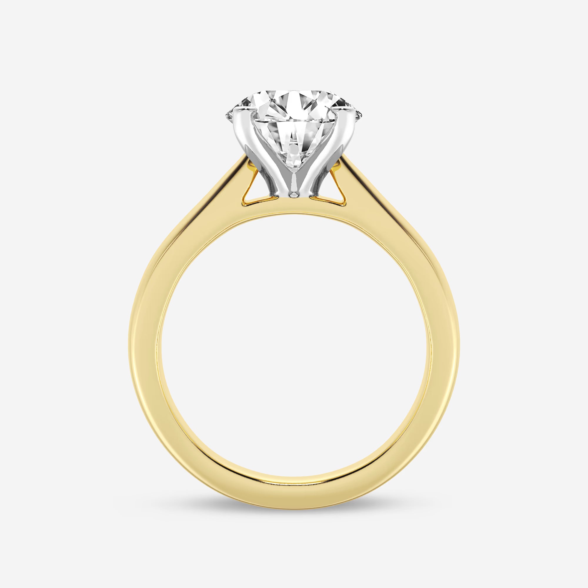 Classic Tapered Solitaire Engagement Ring in White Gold with Round Brilliant Center Stone