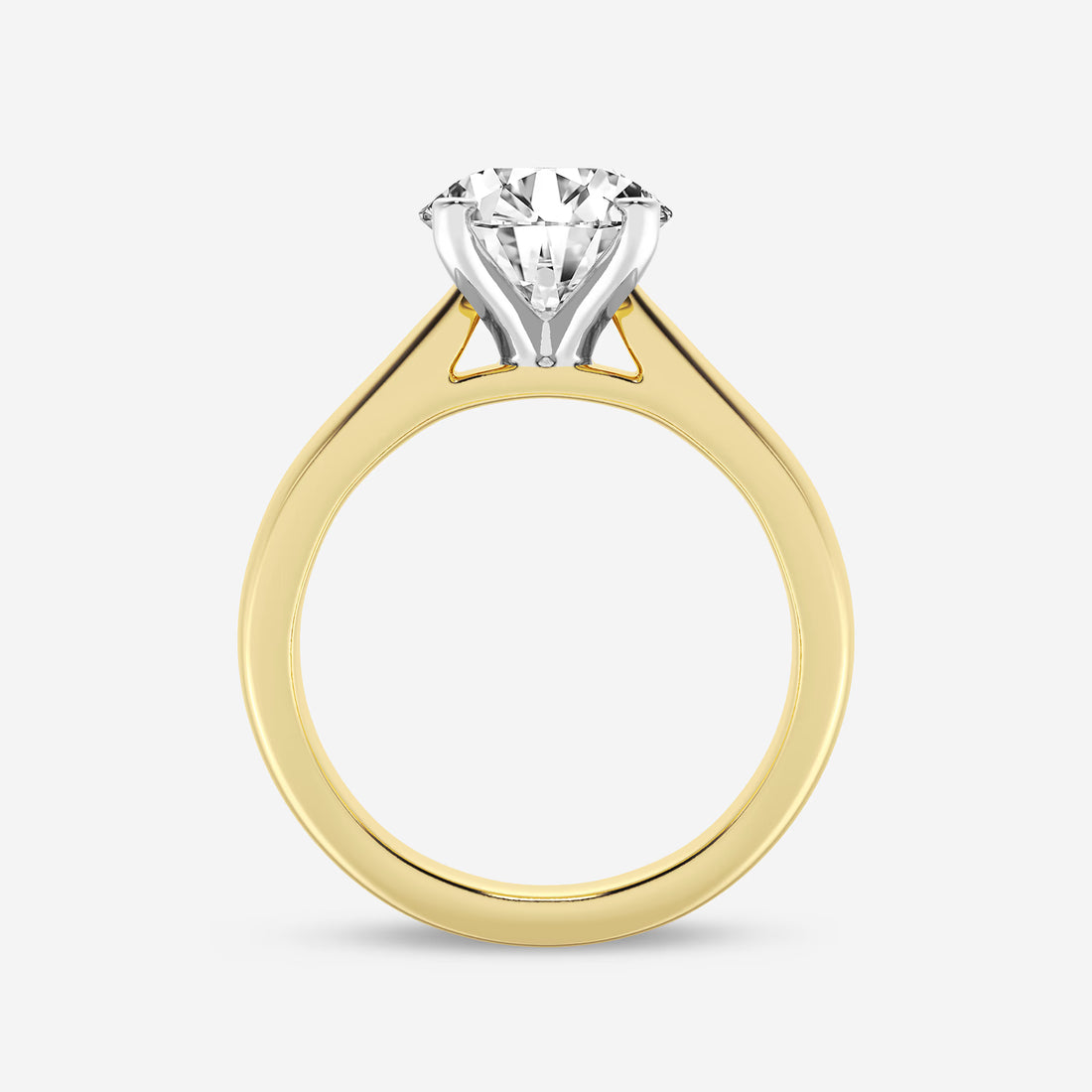 Classic Tapered Solitaire Engagement Ring in White Gold with Round Brilliant Center Stone