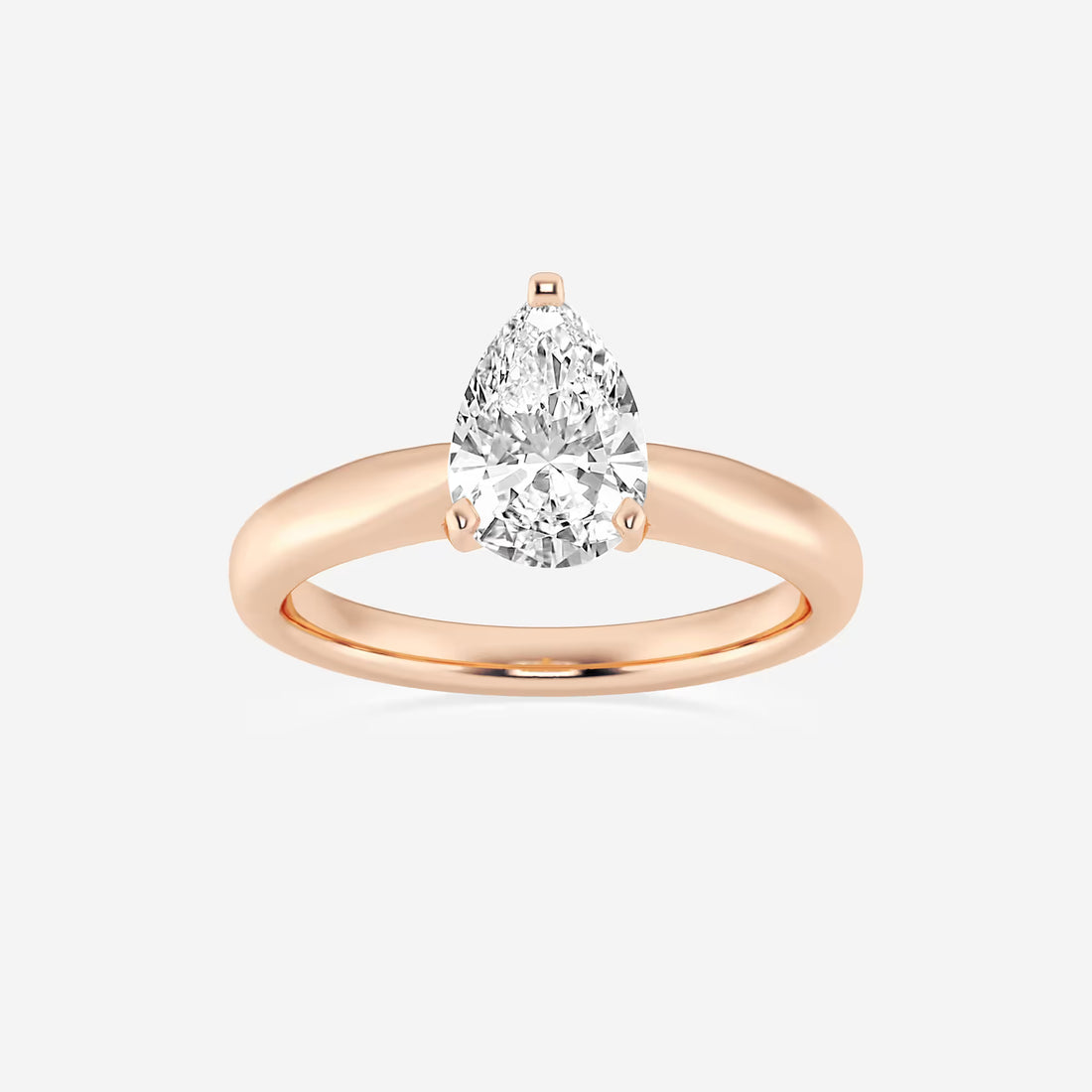 Pear Cut Lab Grown Diamond Engagement Ring, Two Tone Solitaire Pear Shape Diamond Ring