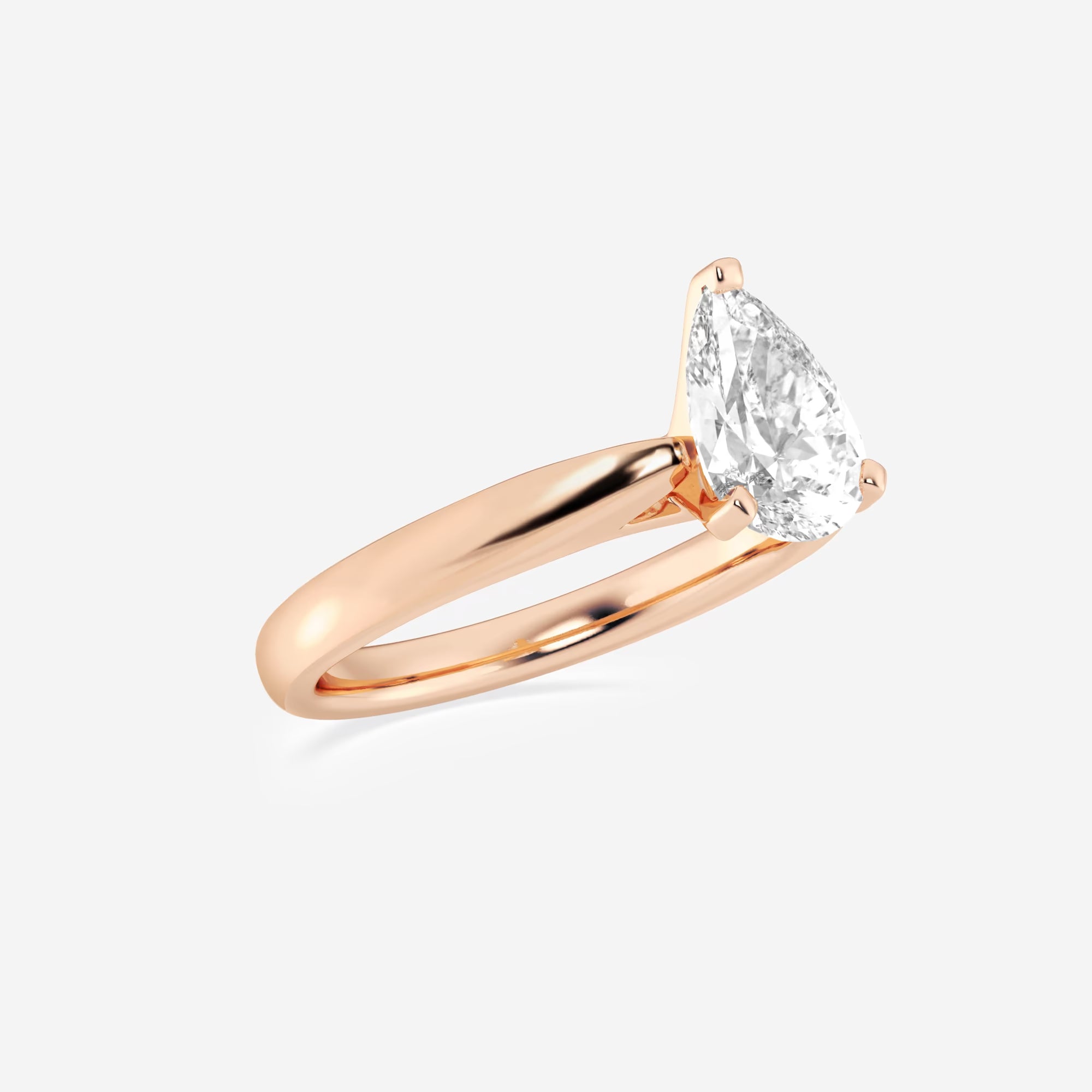 Pear Cut Lab Grown Diamond Engagement Ring, Two Tone Solitaire Pear Shape Diamond Ring