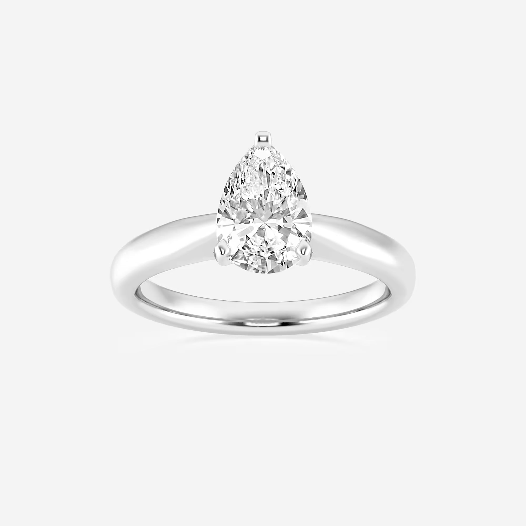 Pear Cut Lab Grown Diamond Engagement Ring, Two Tone Solitaire Pear Shape Diamond Ring