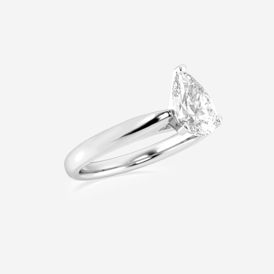 Pear Cut Lab Grown Diamond Engagement Ring, Two Tone Solitaire Pear Shape Diamond Ring