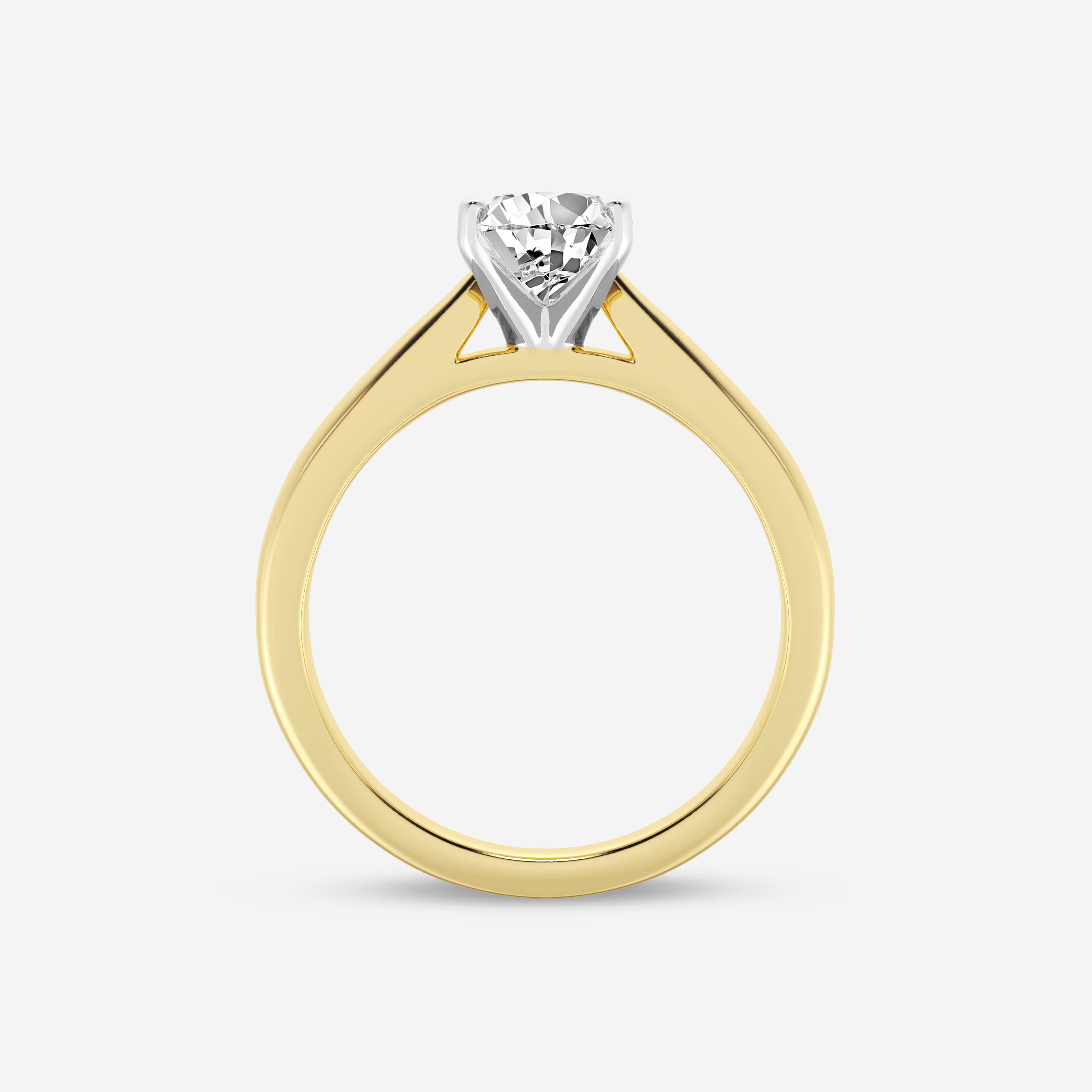 Pear Cut Lab Grown Diamond Engagement Ring, Two Tone Solitaire Pear Shape Diamond Ring