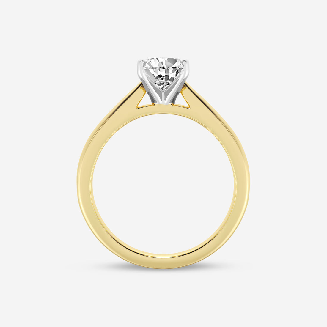 Pear Cut Lab Grown Diamond Engagement Ring, Two Tone Solitaire Pear Shape Diamond Ring