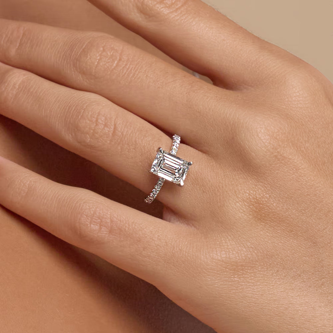 Emerald Cut Lab Diamond Engagement Ring