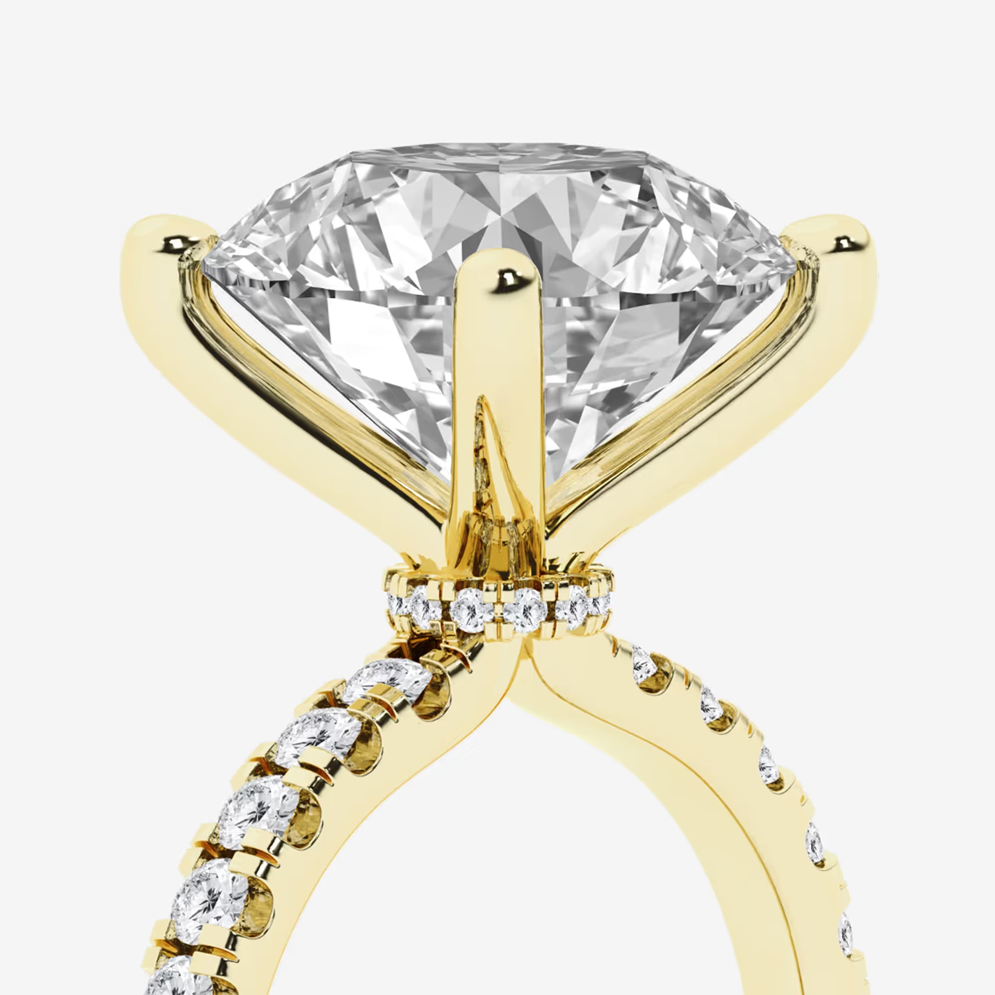 Round Brilliant Lab Diamond Solitaire Ring with a Secret Diamond Basket