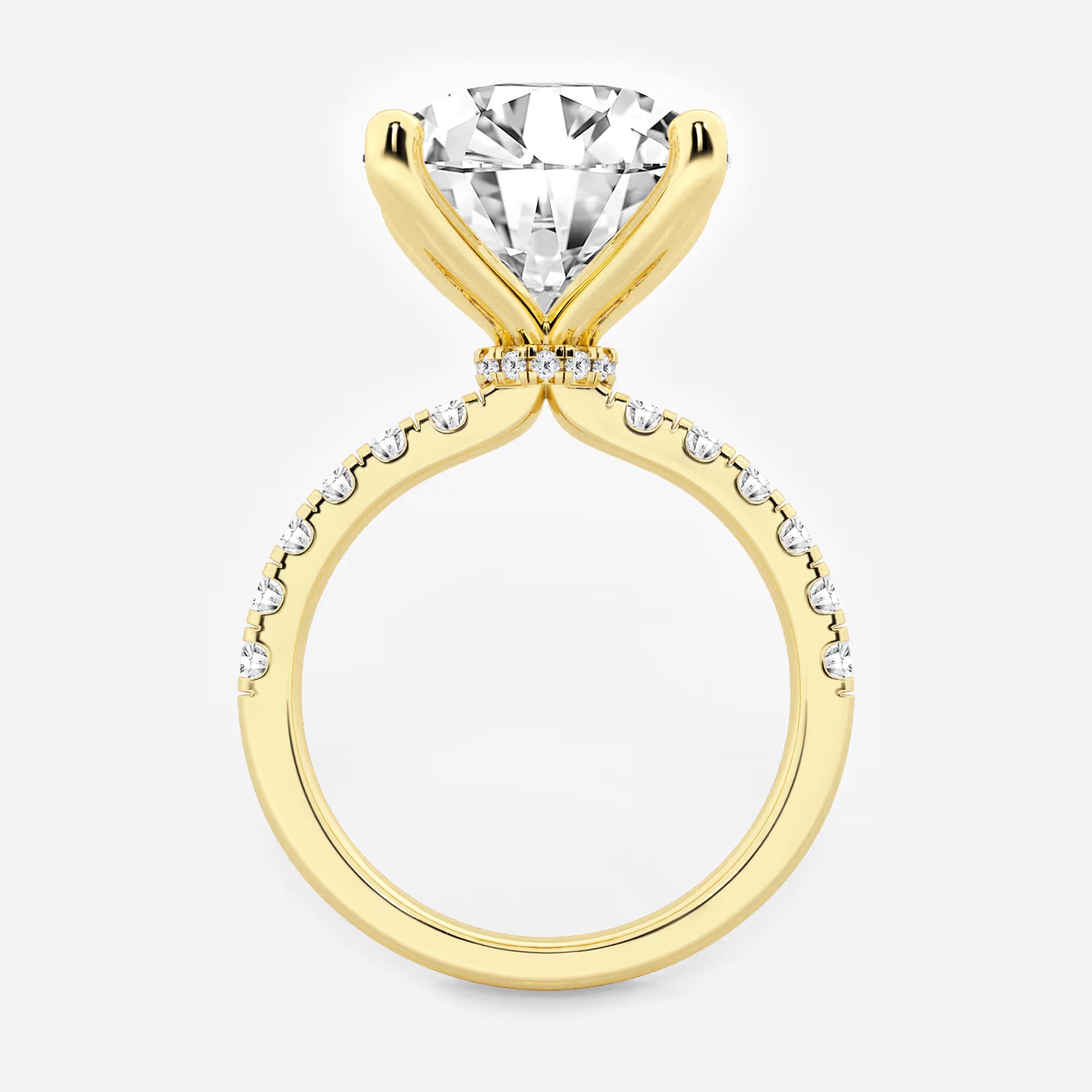 Round Brilliant Lab Diamond Solitaire Ring with a Secret Diamond Basket