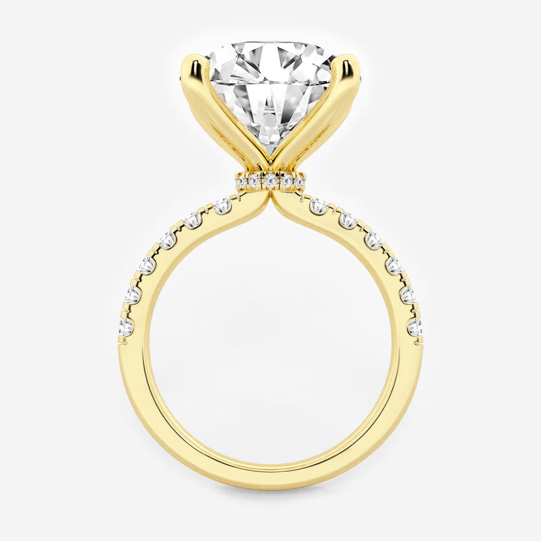 Round Brilliant Lab Diamond Solitaire Ring with a Secret Diamond Basket