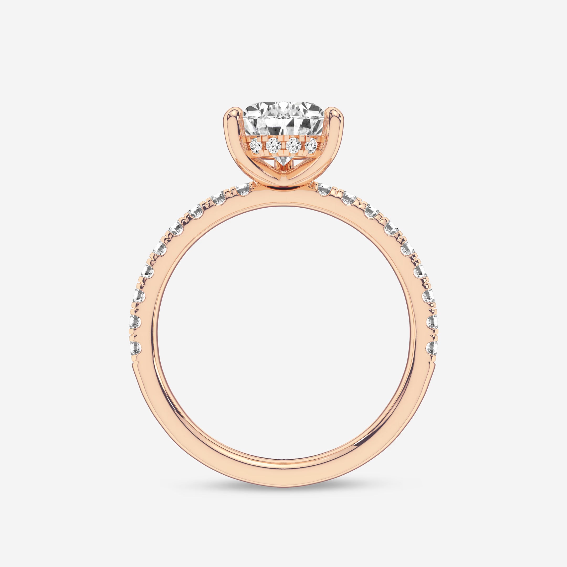 Pear Cut Lab Grown Diamond Engagement Ring  Pave Diamond Band Pear Shape Diamond Ring