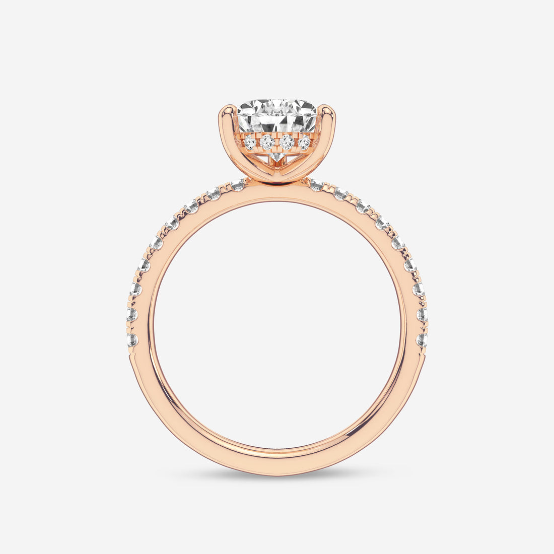Pear Cut Lab Grown Diamond Engagement Ring  Pave Diamond Band Pear Shape Diamond Ring