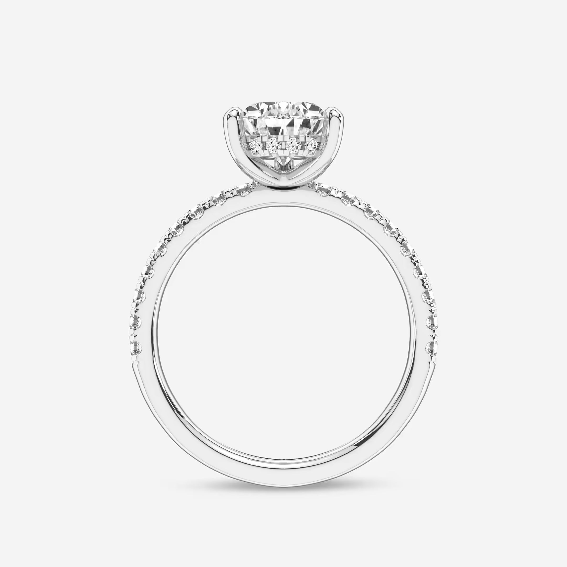 Pear Cut Lab Grown Diamond Engagement Ring  Pave Diamond Band Pear Shape Diamond Ring