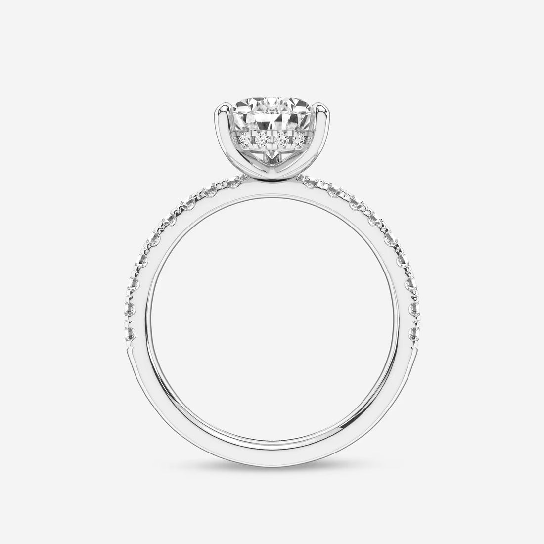 Pear Cut Lab Grown Diamond Engagement Ring  Pave Diamond Band Pear Shape Diamond Ring