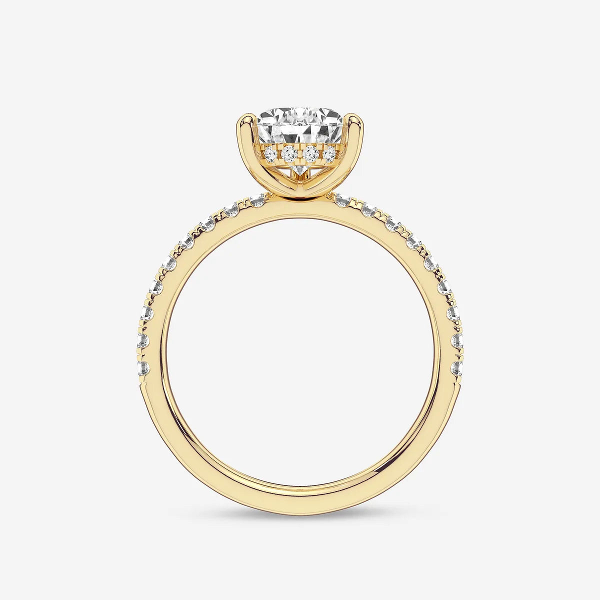 Pear Cut Lab Grown Diamond Engagement Ring  Pave Diamond Band Pear Shape Diamond Ring