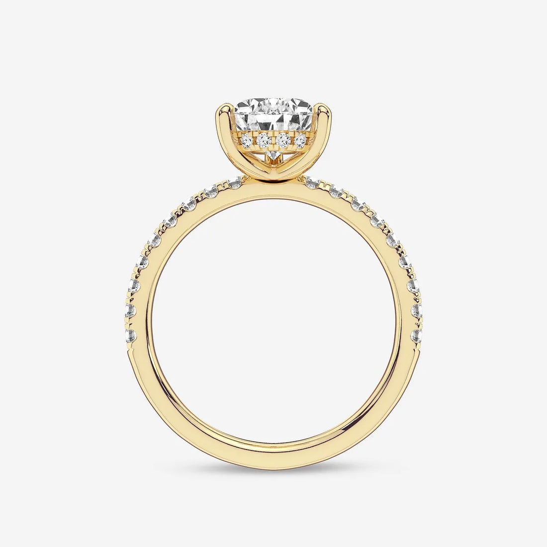 Pear Cut Lab Grown Diamond Engagement Ring  Pave Diamond Band Pear Shape Diamond Ring