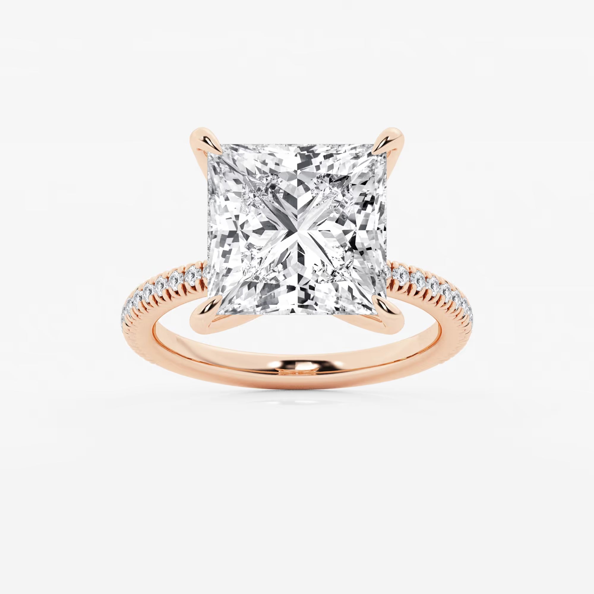 Princess Cut Lab Diamond Engagement Ring | Micro Pavé Band