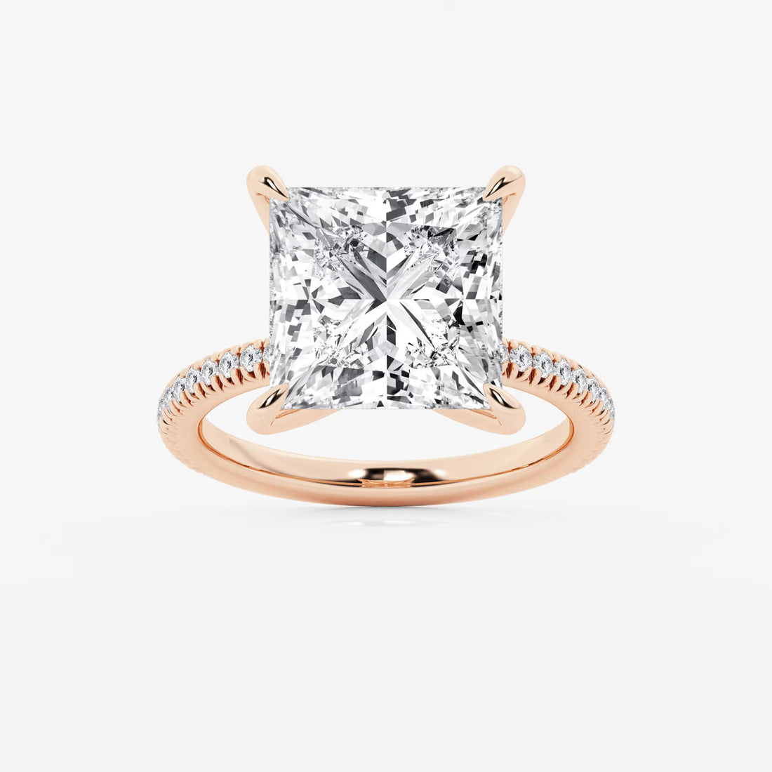 Princess Cut Lab Diamond Engagement Ring | Micro Pavé Band