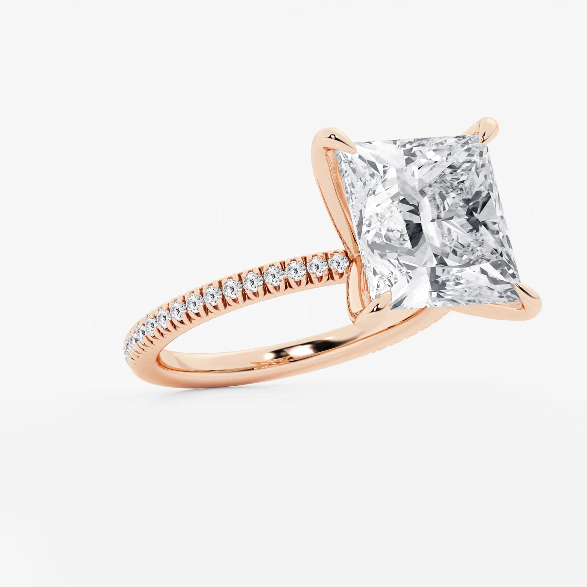 Princess Cut Lab Diamond Engagement Ring | Micro Pavé Band