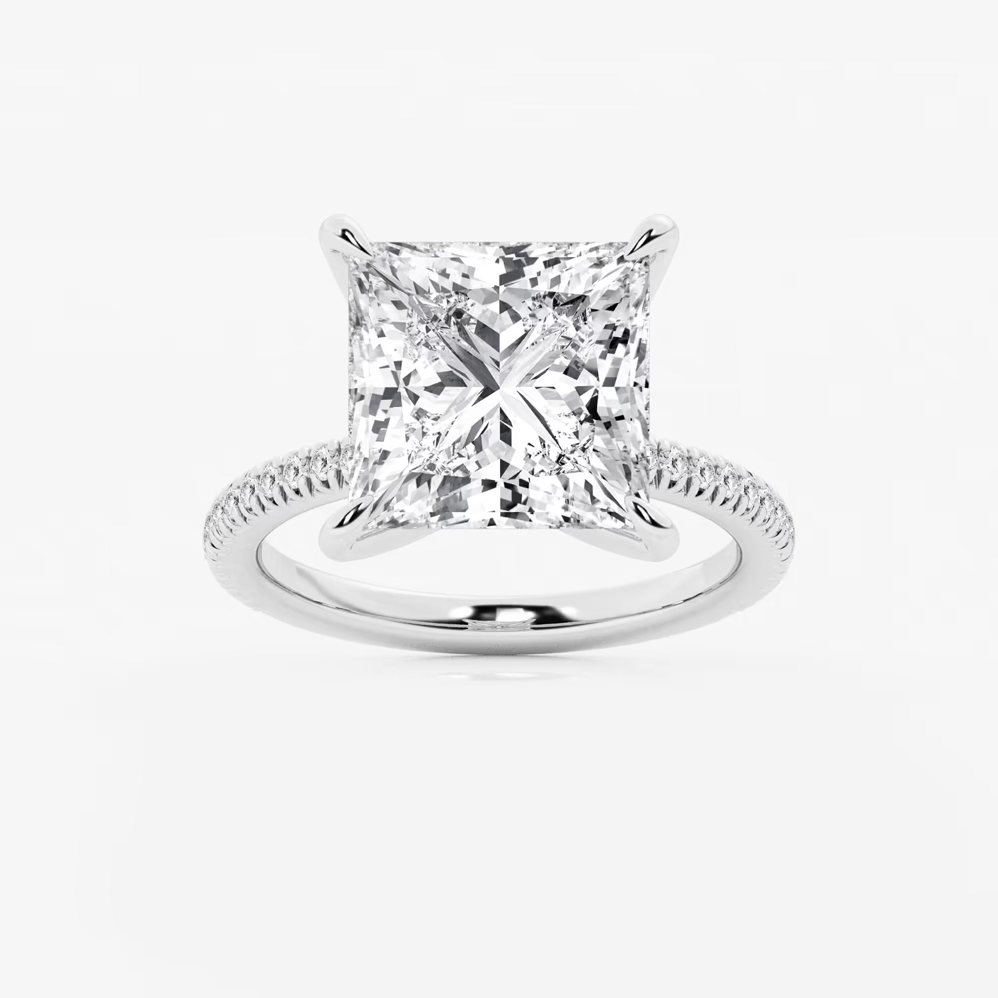 Princess Cut Lab Diamond Engagement Ring | Micro Pavé Band