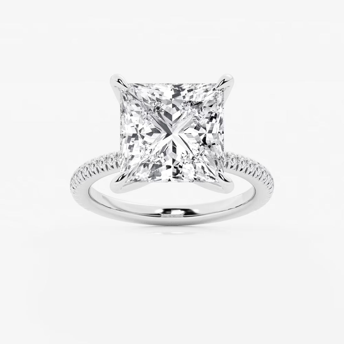 Princess Cut Lab Diamond Engagement Ring | Micro Pavé Band