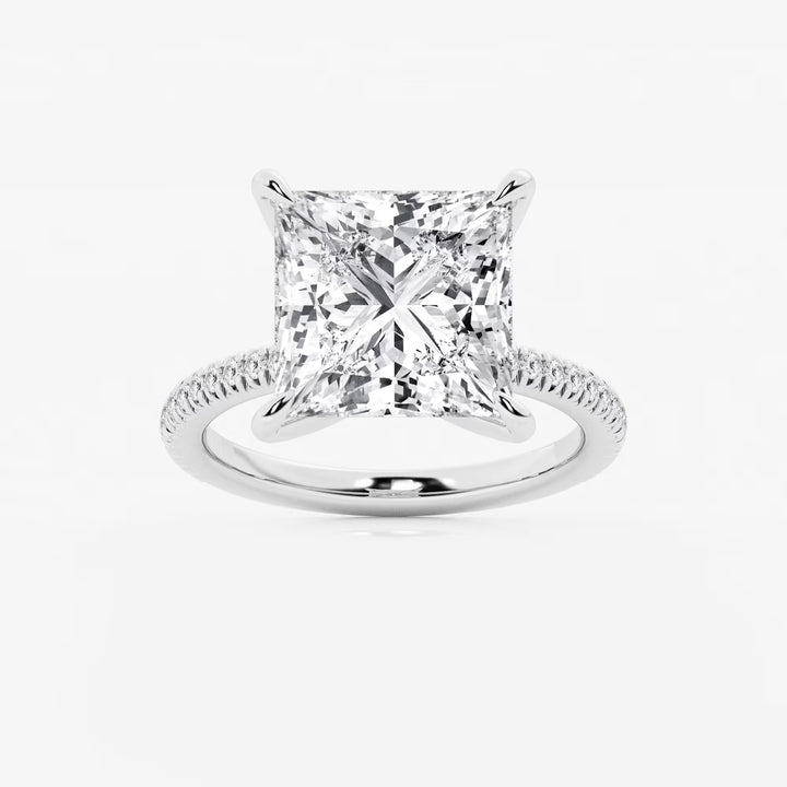 Princess Cut Lab Diamond Engagement Ring | Micro Pavé Band