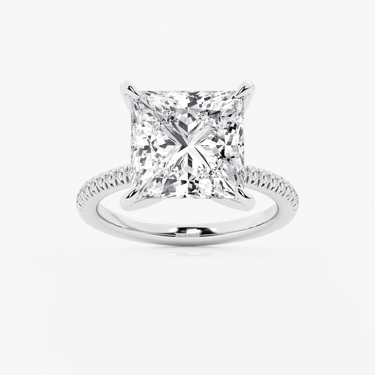 Princess Cut Lab Diamond Engagement Ring | Micro Pavé Band