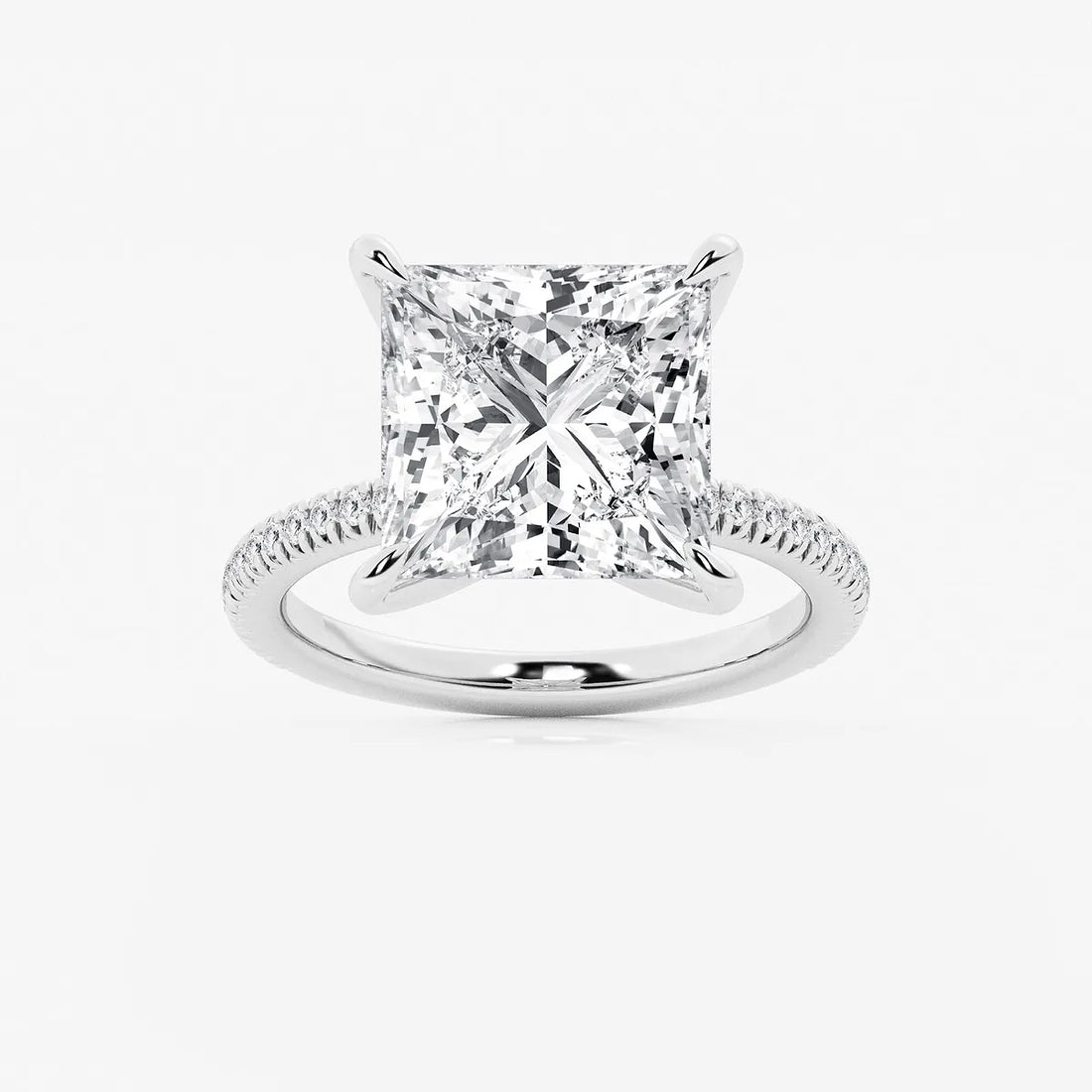 Princess Cut Lab Diamond Engagement Ring | Micro Pavé Band