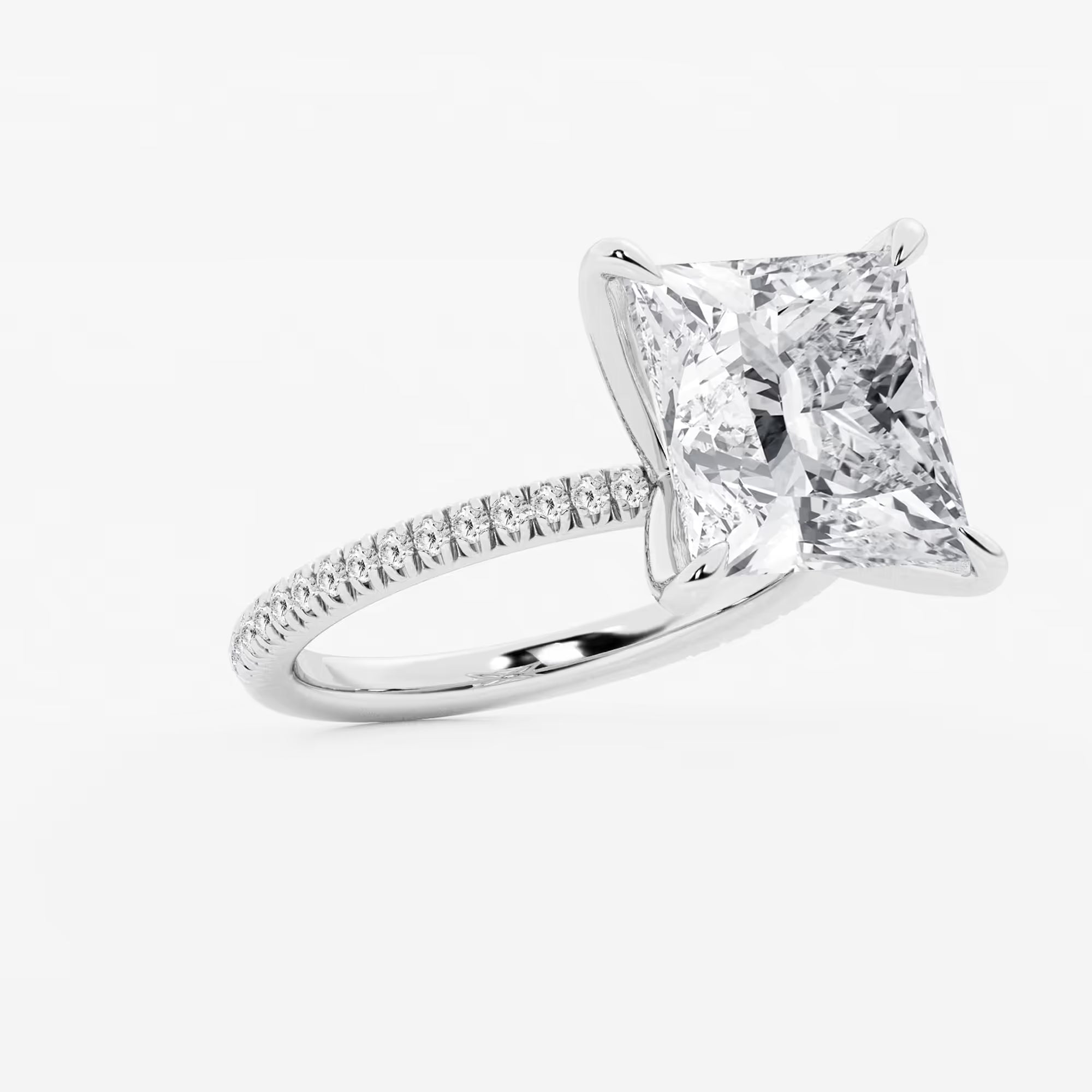 Princess Cut Lab Diamond Engagement Ring | Micro Pavé Band