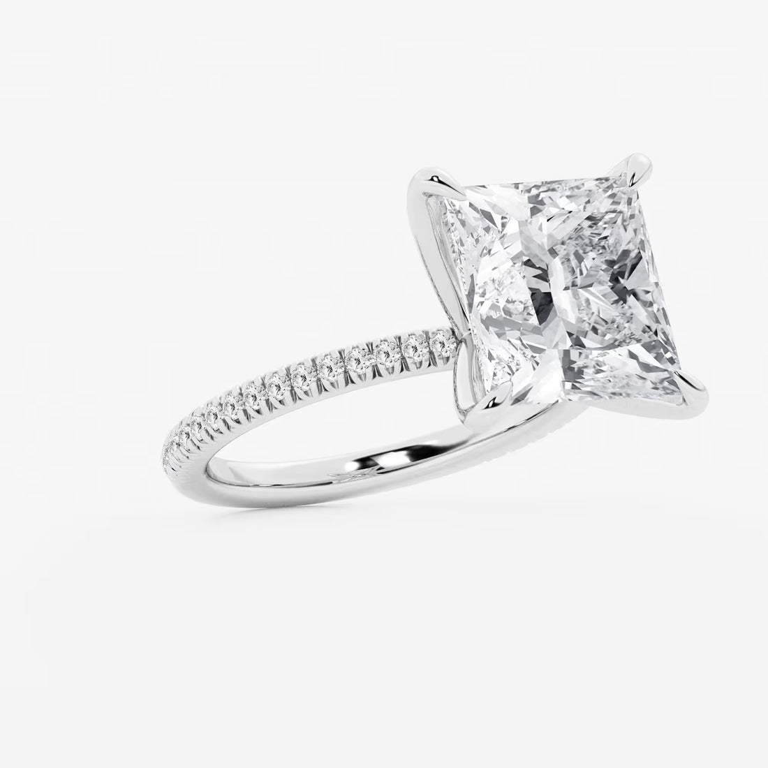 Princess Cut Lab Diamond Engagement Ring | Micro Pavé Band