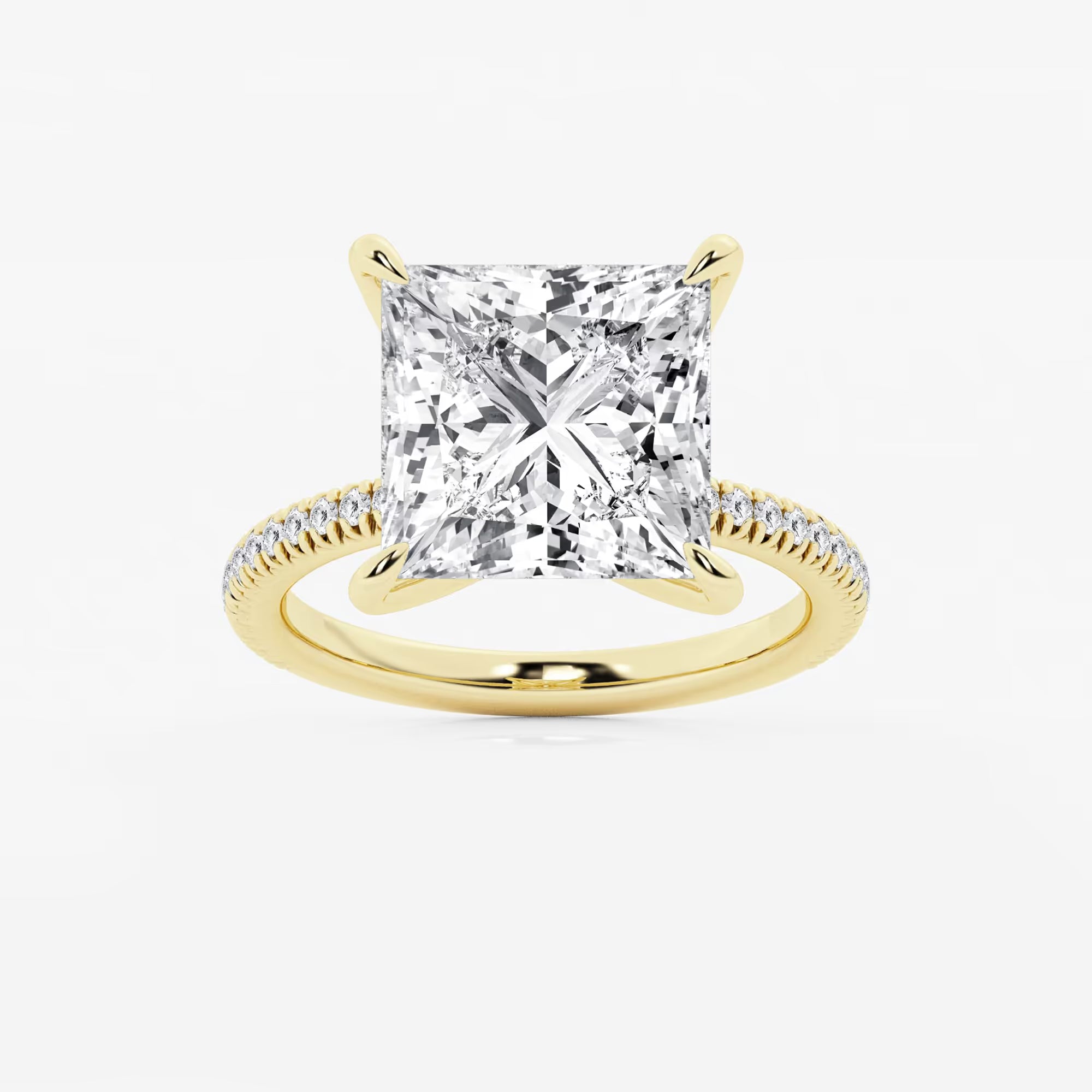 Princess Cut Lab Diamond Engagement Ring | Micro Pavé Band