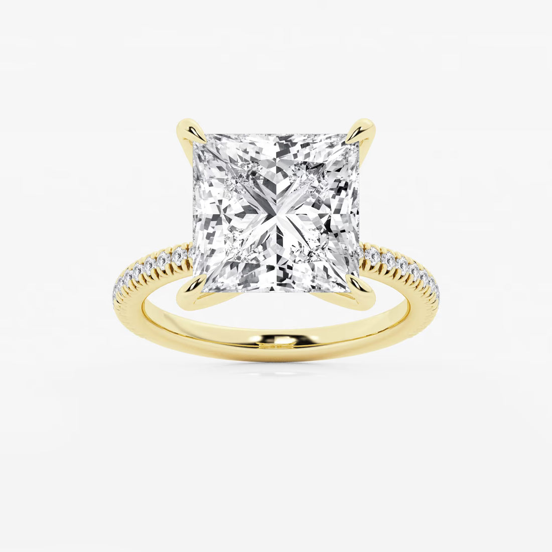 Princess Cut Lab Diamond Engagement Ring | Micro Pavé Band