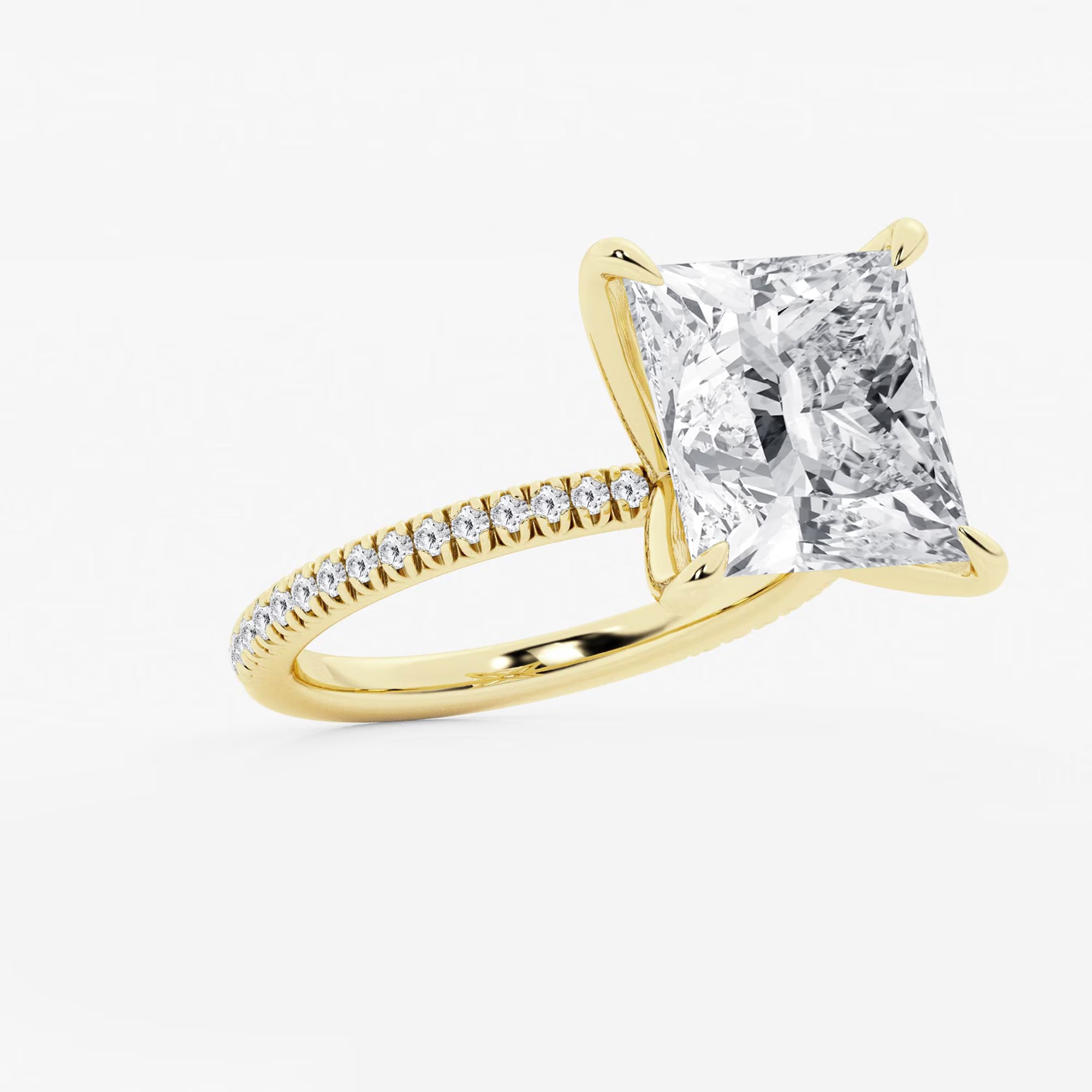 Princess Cut Lab Diamond Engagement Ring | Micro Pavé Band