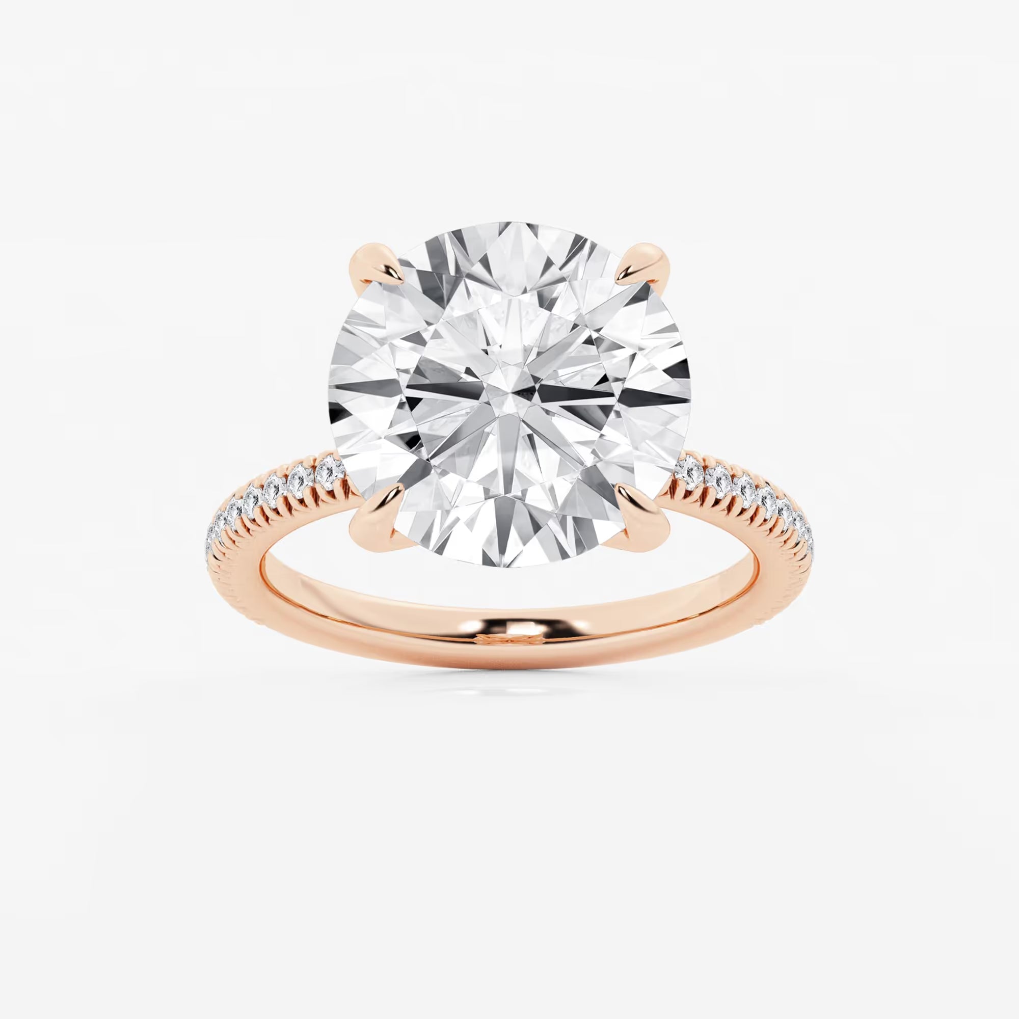 Hidden Halo Pavé Engagement Ring in White Gold with Round Brilliant Center Stone