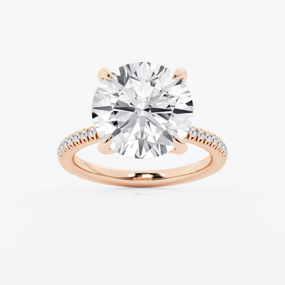 Hidden Halo Pavé Engagement Ring in White Gold with Round Brilliant Center Stone