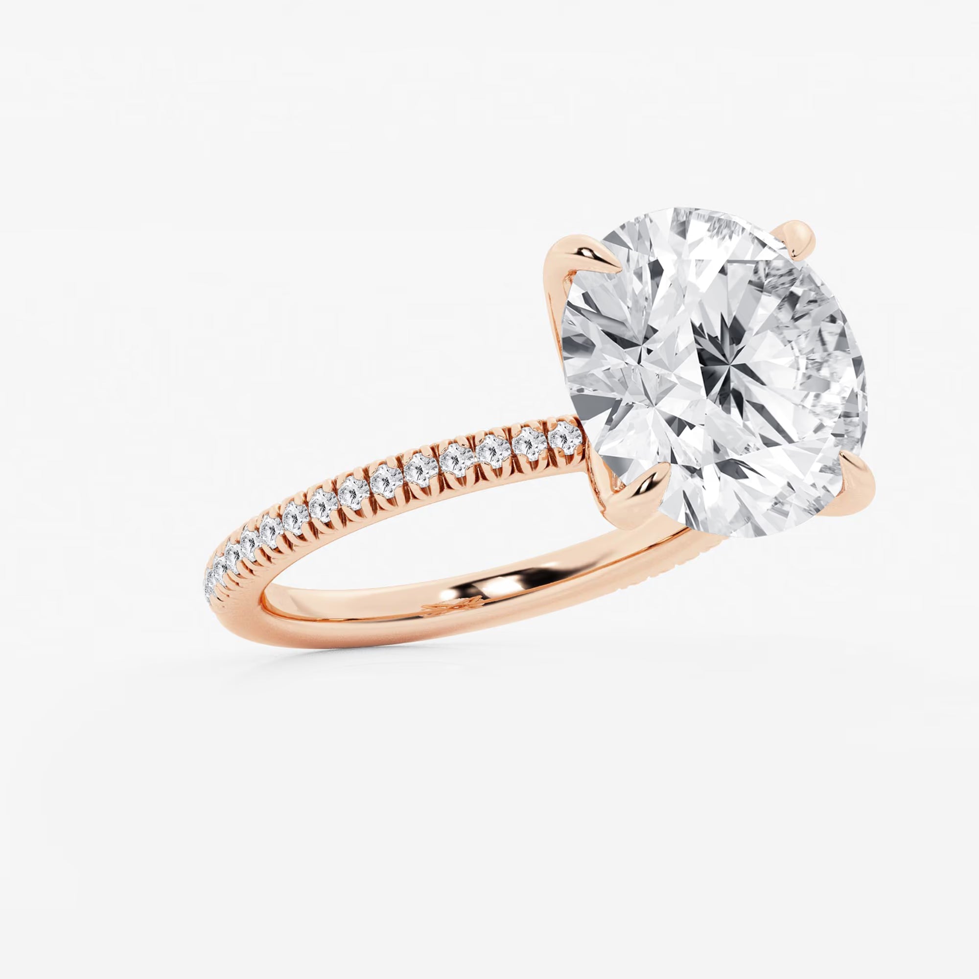 Hidden Halo Pavé Engagement Ring in White Gold with Round Brilliant Center Stone