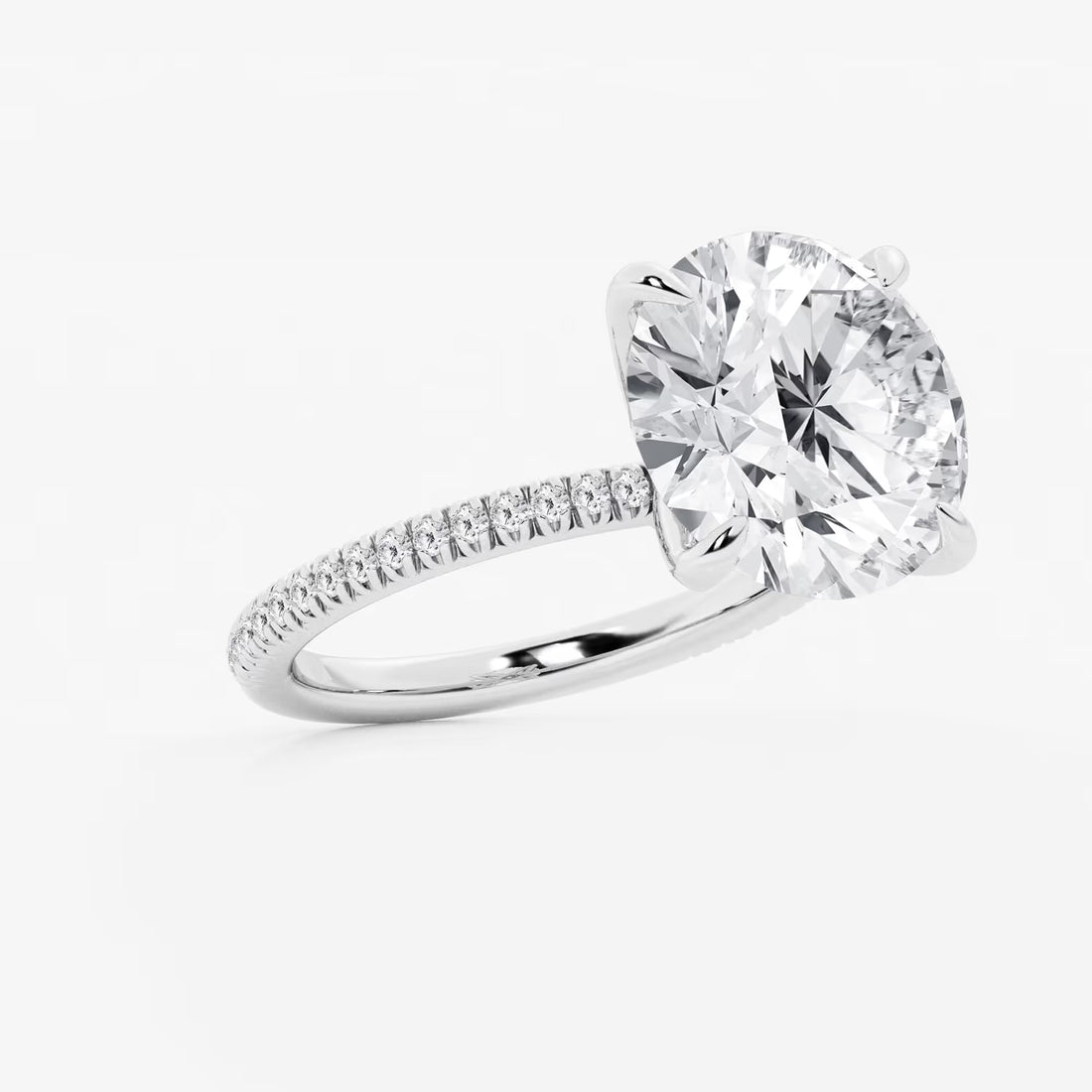 Hidden Halo Pavé Engagement Ring in White Gold with Round Brilliant Center Stone