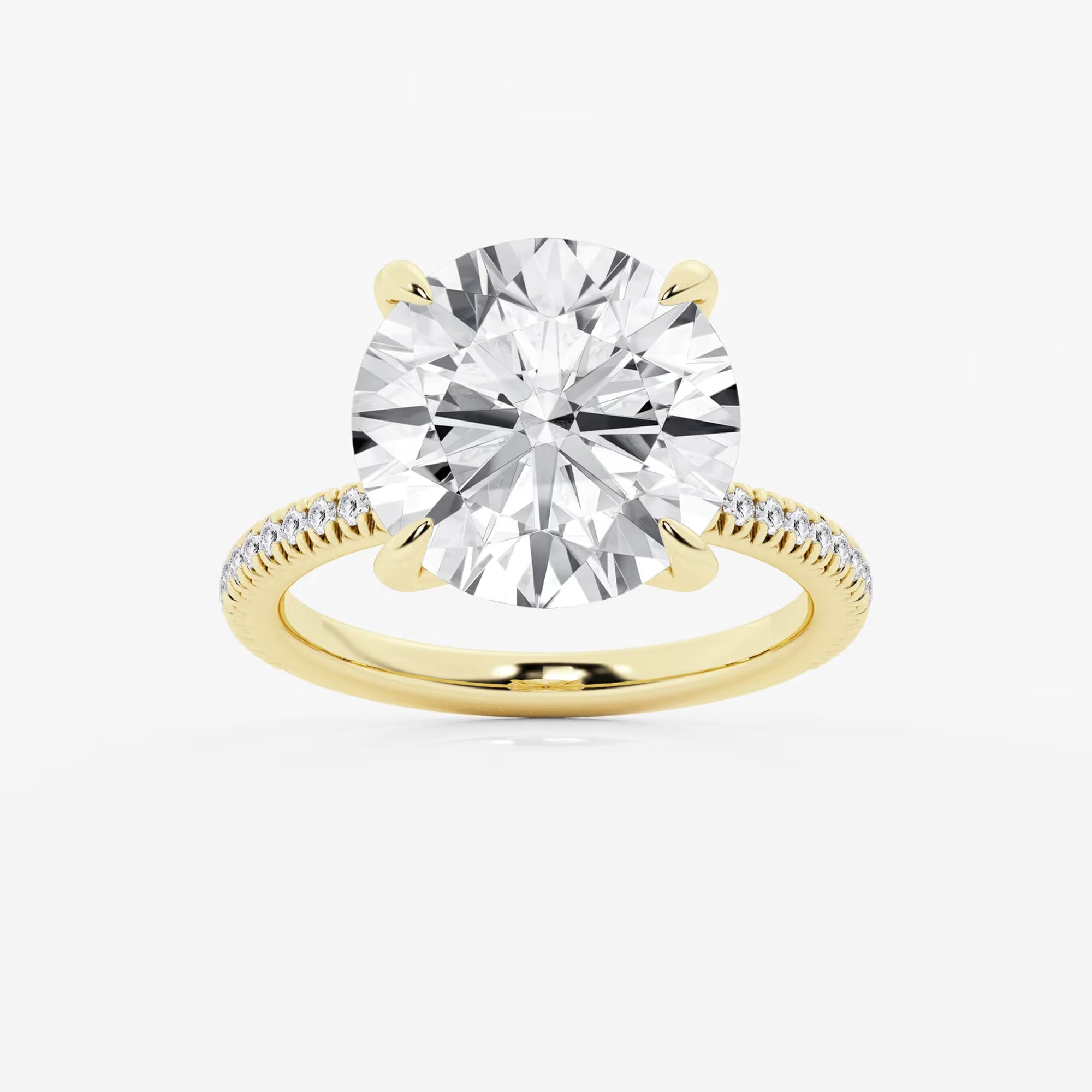 Hidden Halo Pavé Engagement Ring in White Gold with Round Brilliant Center Stone