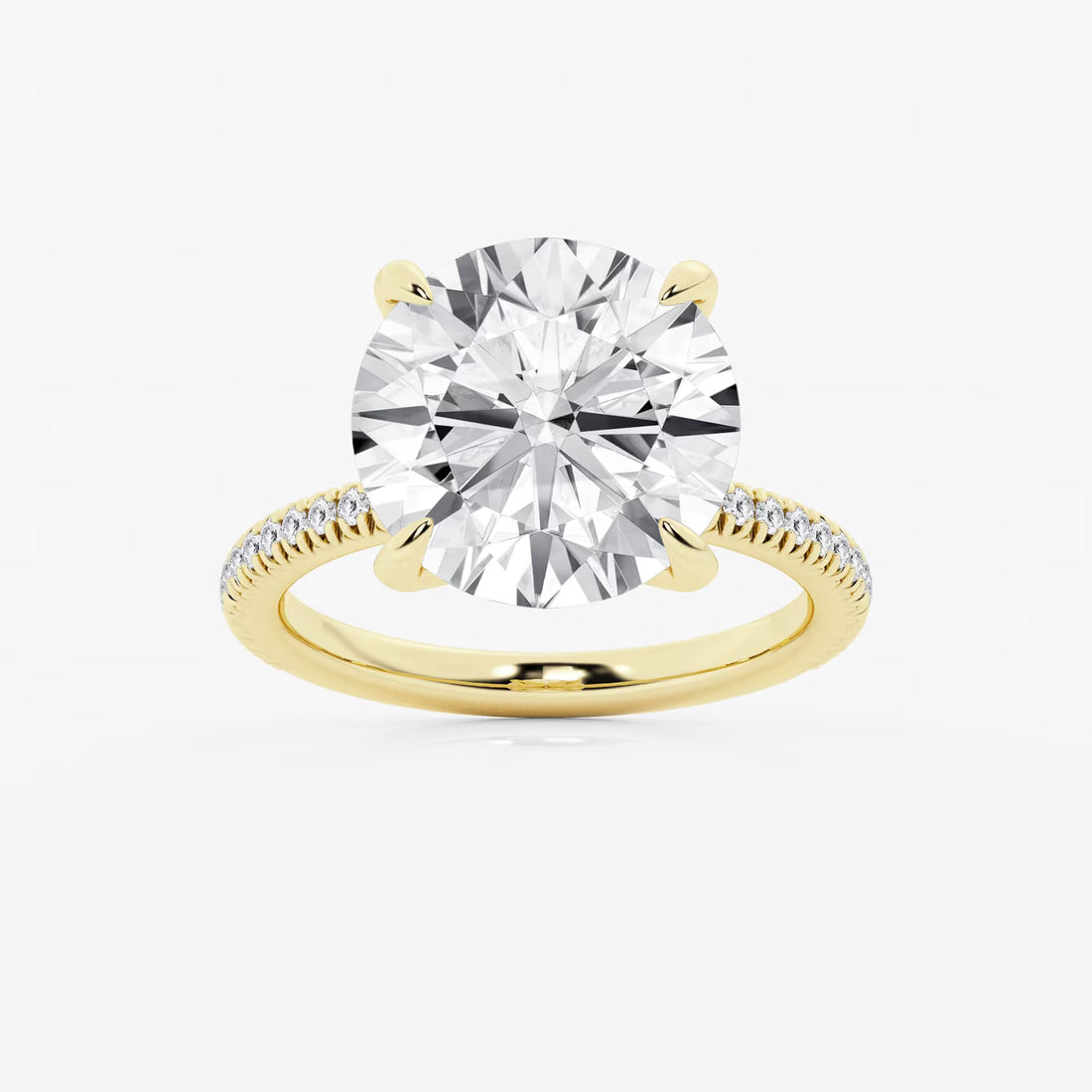 Hidden Halo Pavé Engagement Ring in White Gold with Round Brilliant Center Stone